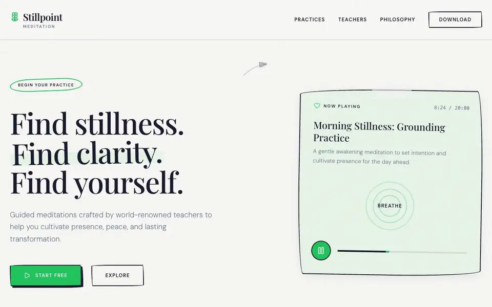 Stillpoint Meditation website screenshot