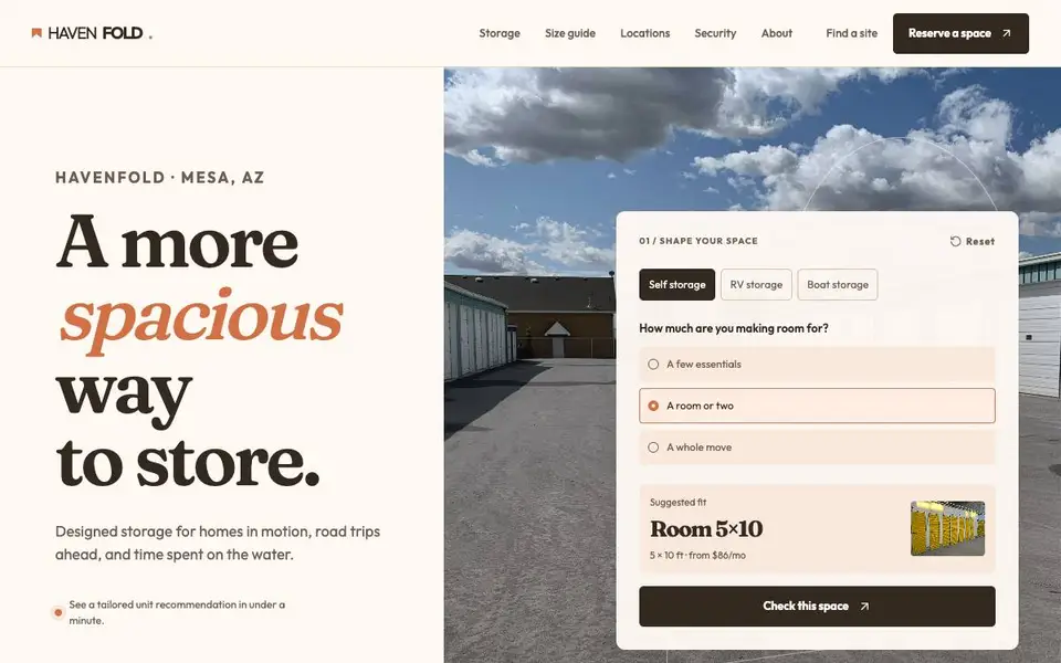 Havenfold — Design-Led Storage Brand website screenshot