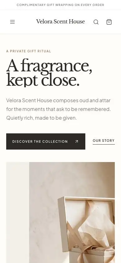 Velora Scent House mobile website preview