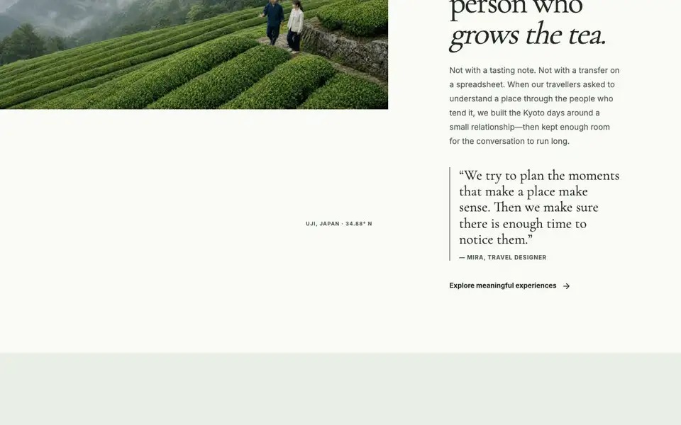 Verdant Journeys — Tailor-Made Travel interior page and content preview