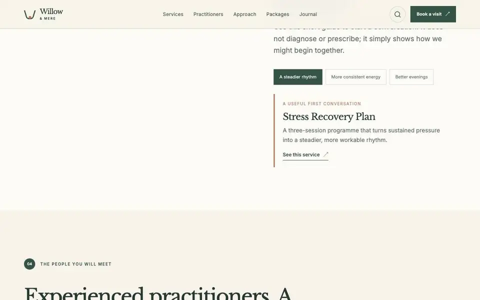Willowandmere Clinic interior page and content preview