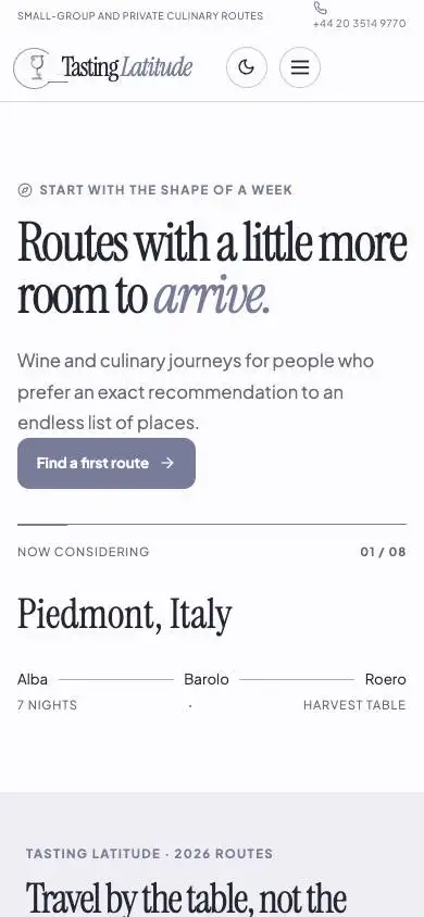Tasting Latitude — Wine & Culinary Tours mobile website preview