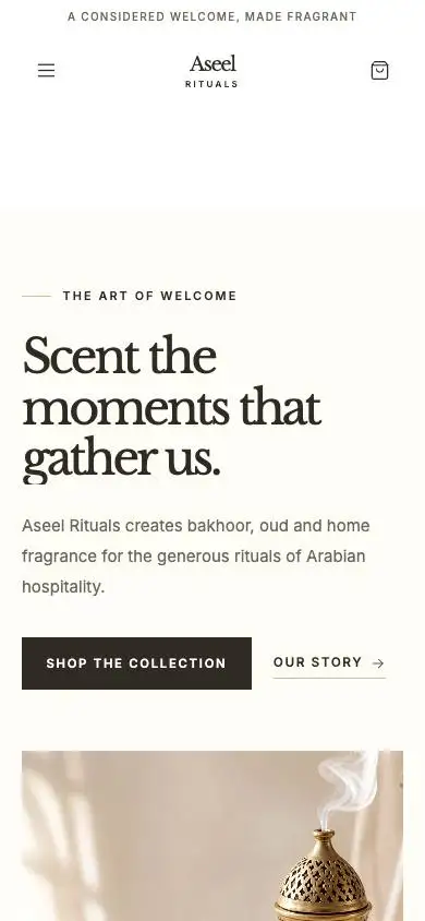 Aseel Rituals mobile website preview