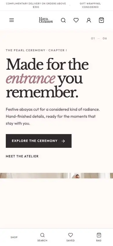 Haya Occasion mobile website preview