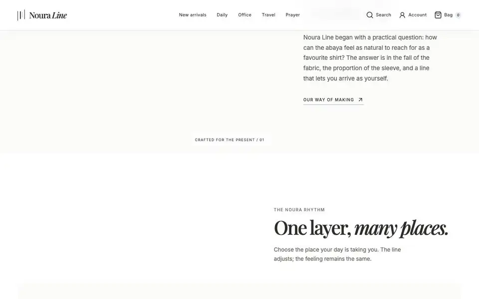 Noura Line interior page and content preview