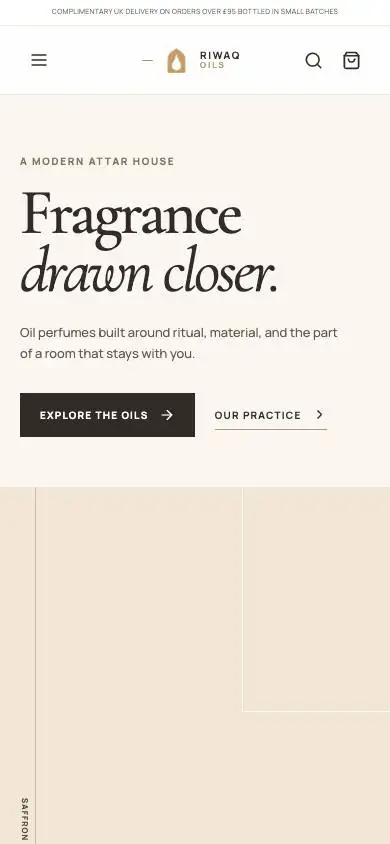 Riwaq Oils mobile website preview